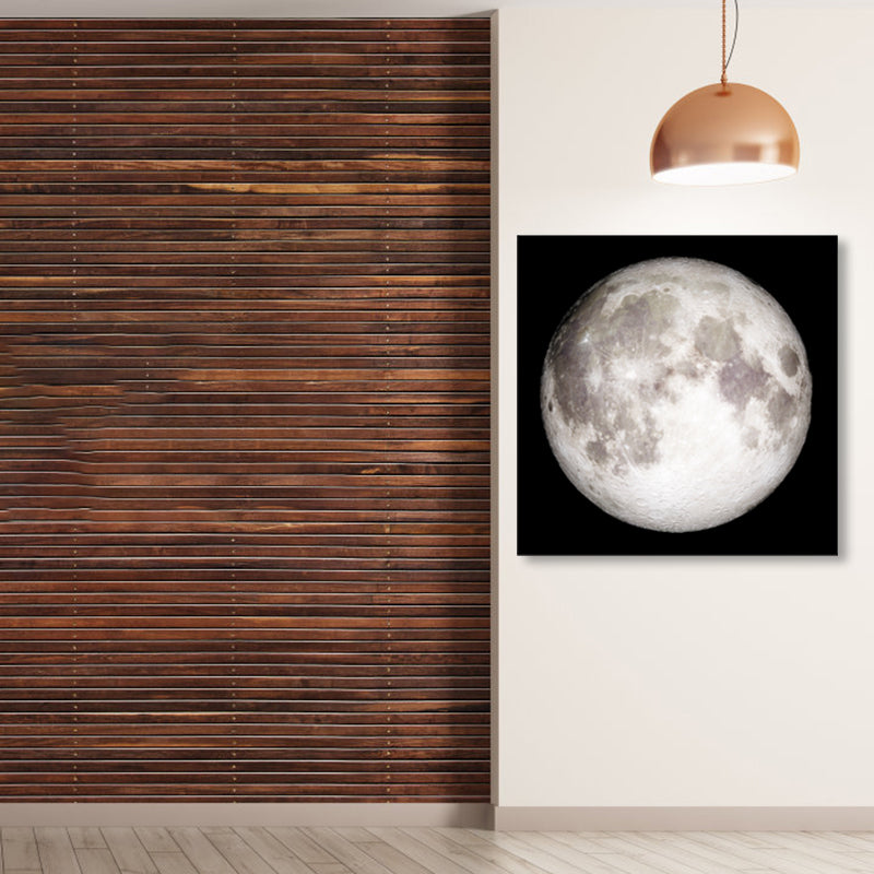 Mysterious Planet Painting Light Color Contemporary Wrapped Canvas for Family Room