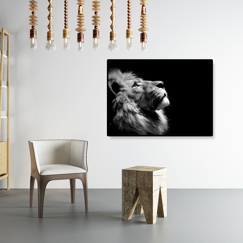 Modern Savanna Big Animal Canvas Dark Color Animal Patterned Wall Art for Living Room