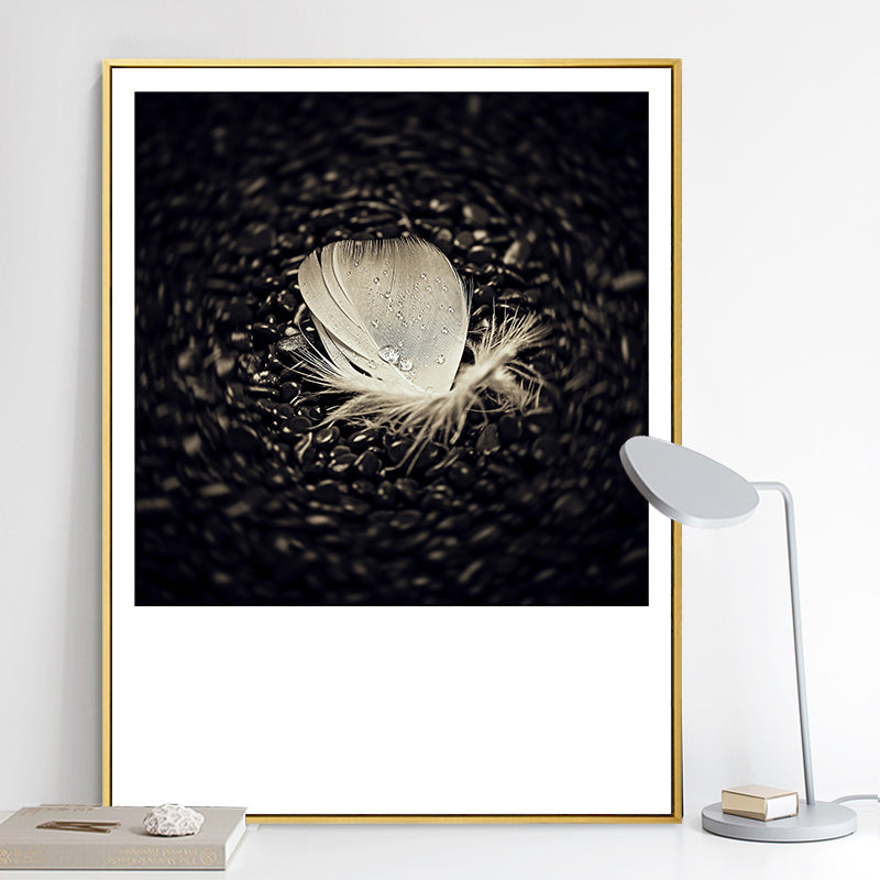 Dark Glam Wall Art Print Photograph Feather Canvas for Room, Multiple Size Options