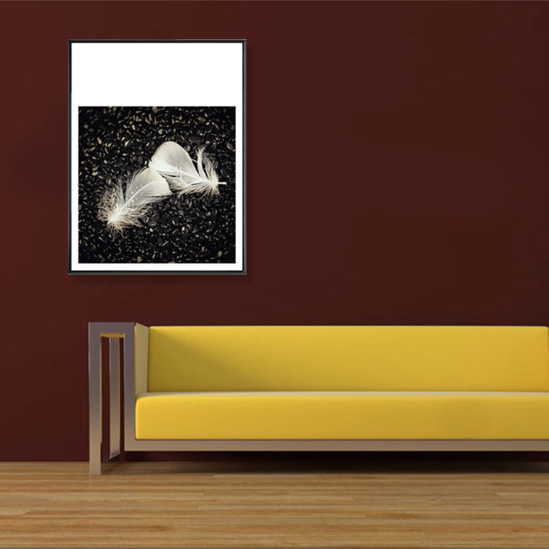 Dark Glam Wall Art Print Photograph Feather Canvas for Room, Multiple Size Options