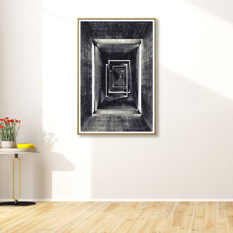 Grey Photographic Corridor Wall Art Textured Modernism House Interior Canvas Print