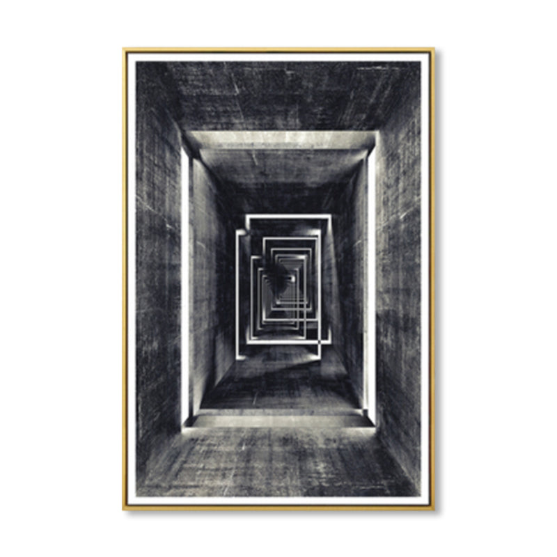 Grey Photographic Corridor Wall Art Textured Modernism House Interior Canvas Print