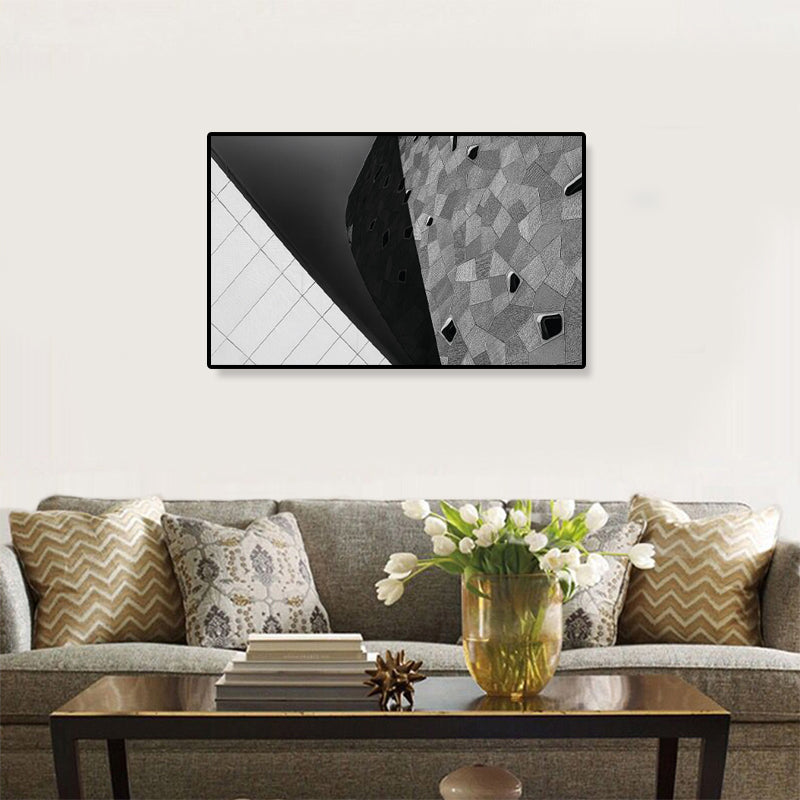 Photographic Print Building Canvas Art Grey Contemporary Wall Decor for Boys Bedroom