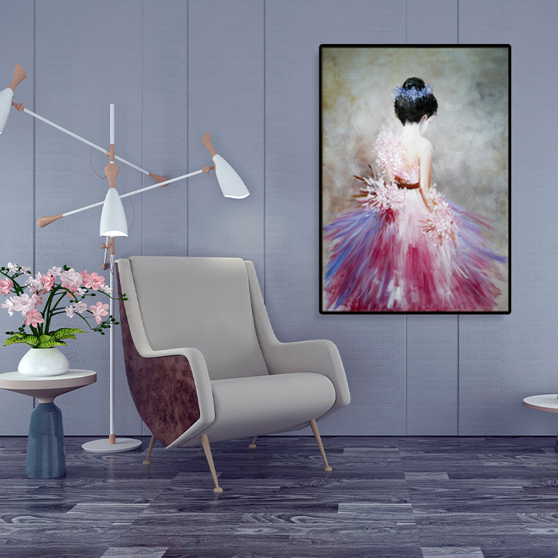 Dance Girl in Dress Canvas Print Soft Color Glam Style Painting for Living Room