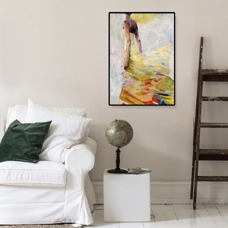 Dance Girl in Dress Canvas Print Soft Color Glam Style Painting for Living Room