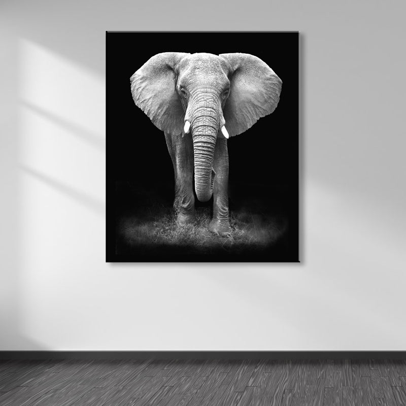 Elephant Wall Decor Contemporary Textured Family Room Wrapped Canvas in Soft Color