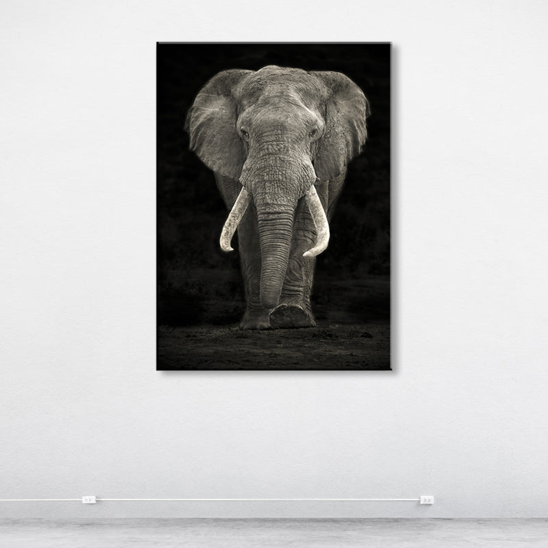 Elephant Wall Decor Contemporary Textured Family Room Wrapped Canvas in Soft Color