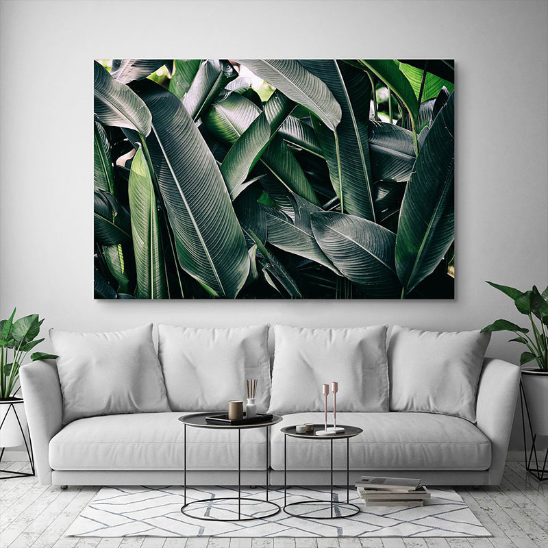 Banana Leaves Canvas Print Green Contemporary Style Wall Art Decor for Living Room