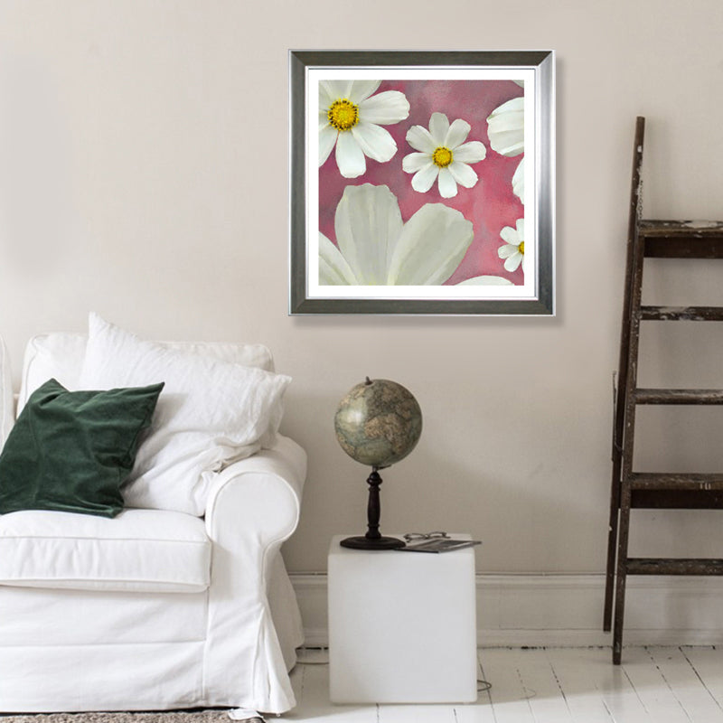 Country Chrysanthemum Print Canvas Soft Color Flower Wall Decor for Bedroom, Textured