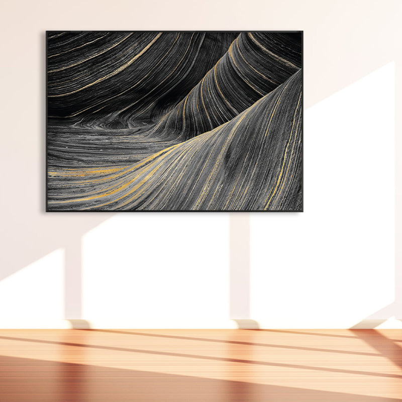 Photographic Print Modern Canvas Art with Close-Up Mountain Ridge Scenery, Dark Color