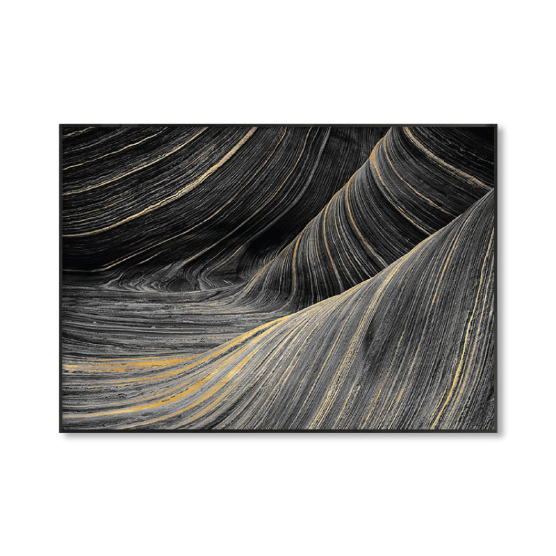 Photographic Print Modern Canvas Art with Close-Up Mountain Ridge Scenery, Dark Color