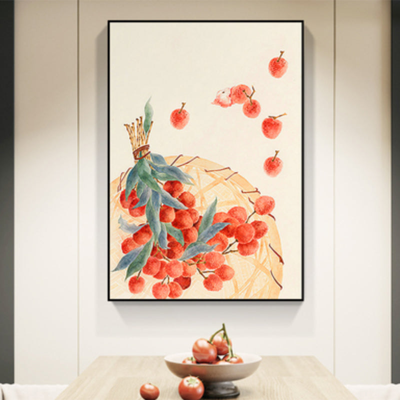 Drawing Litchi Wall Art Orange Farmhouse Canvas Print for Dining Room, Multiple Sizes