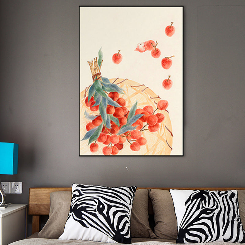 Drawing Litchi Wall Art Orange Farmhouse Canvas Print for Dining Room, Multiple Sizes