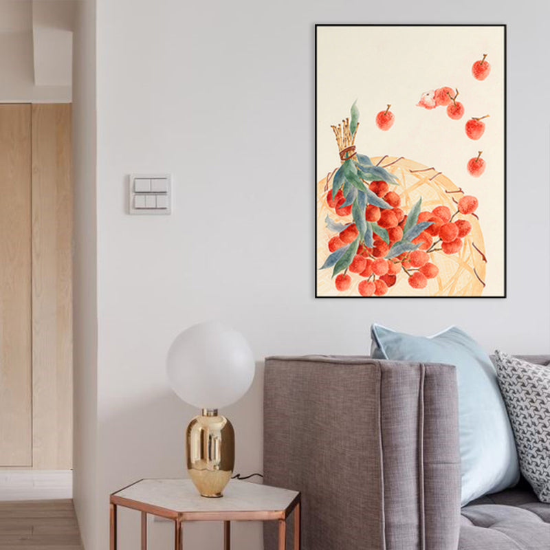 Drawing Litchi Wall Art Orange Farmhouse Canvas Print for Dining Room, Multiple Sizes