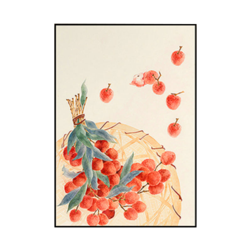 Drawing Litchi Wall Art Orange Farmhouse Canvas Print for Dining Room, Multiple Sizes