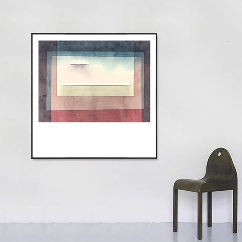 Lapped Geometry Canvas Print Textured Modern Art Style Bedroom Wall Decor in Soft Color