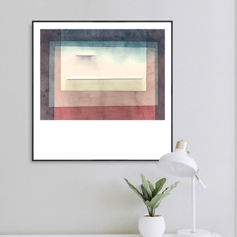 Lapped Geometry Canvas Print Textured Modern Art Style Bedroom Wall Decor in Soft Color