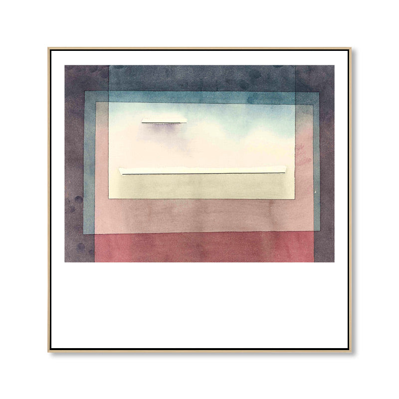 Lapped Geometry Canvas Print Textured Modern Art Style Bedroom Wall Decor in Soft Color