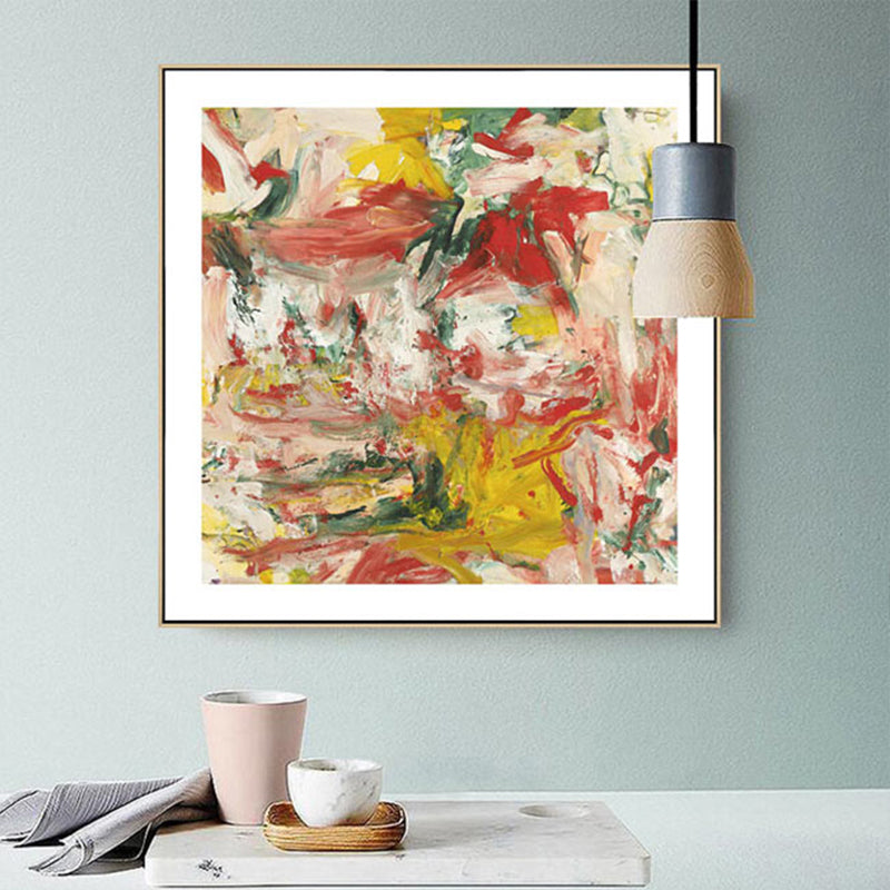 Abstract Oil Painting Wrapped Canvas Modern Art Textured Wall Decor in Soft Color for Room