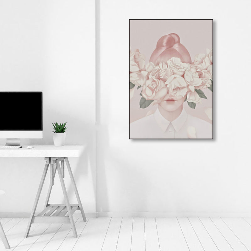 Soft Color Illustrated Maiden Wrapped Canvas Textured Pop Art Living Room Wall Decor