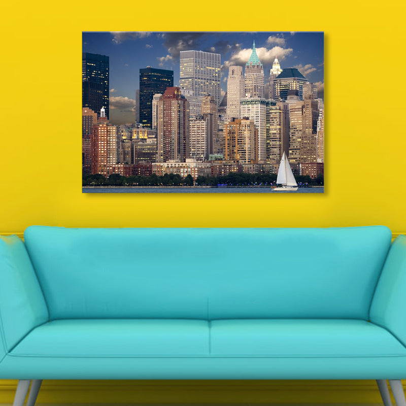 Brown Urban Architectural Landscape Canvas Textured Modern House Interior Wall Art Print