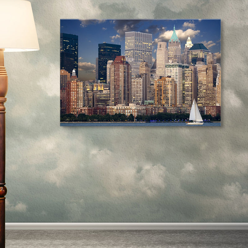 Brown Urban Architectural Landscape Canvas Textured Modern House Interior Wall Art Print