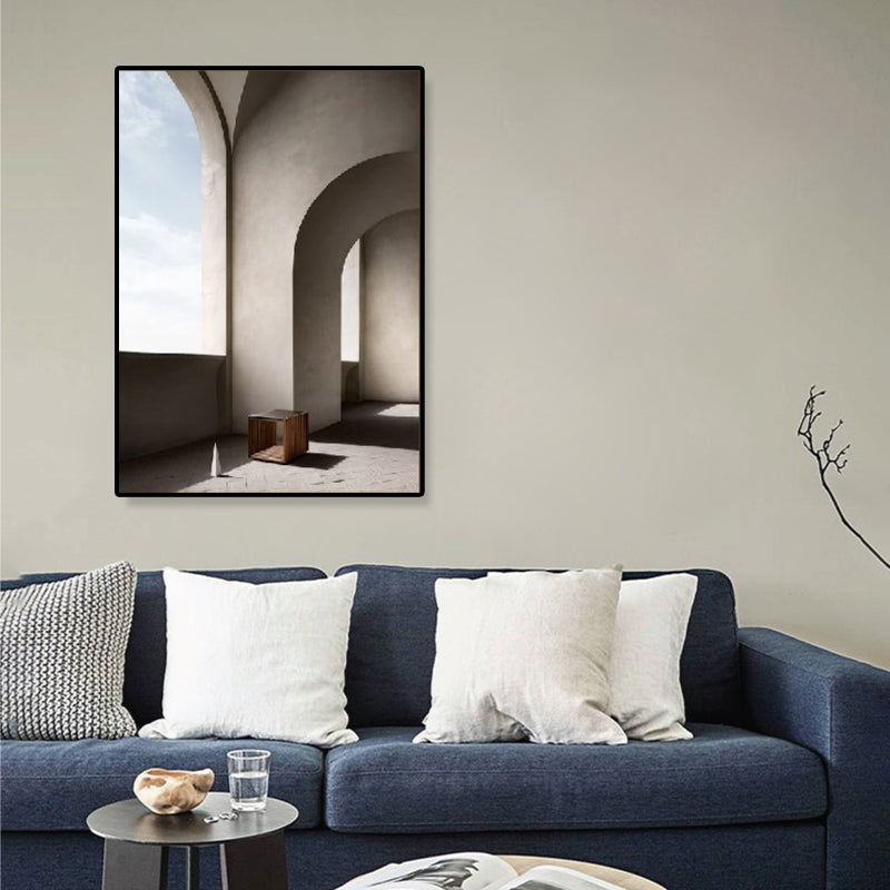 Arched Door Scenery Wall Art Set Soft Color Modern Style Canvas Print for Family Room