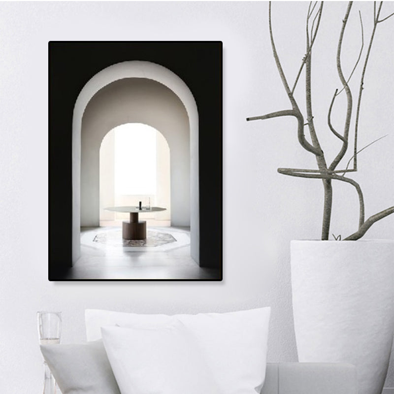 Arched Door Scenery Wall Art Set Soft Color Modern Style Canvas Print for Family Room