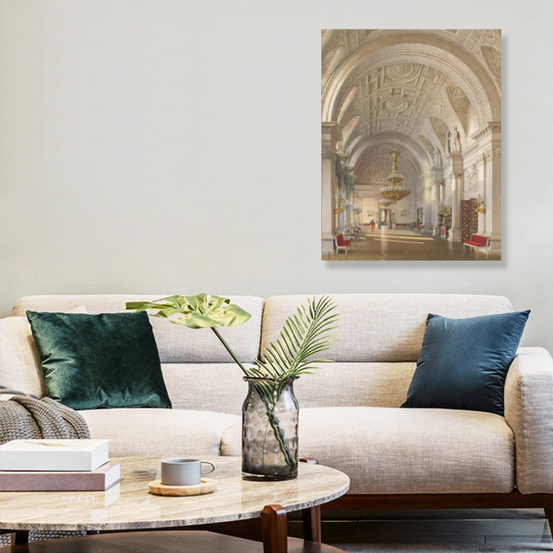 Long Arched Gallery Wall Art Decor Living Room Architecture Canvas Print in Brown