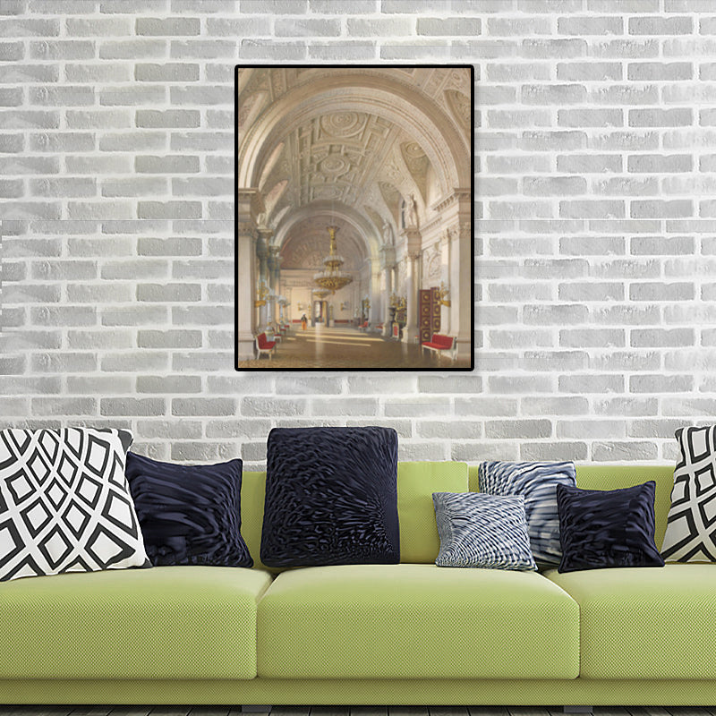 Long Arched Gallery Wall Art Decor Living Room Architecture Canvas Print in Brown