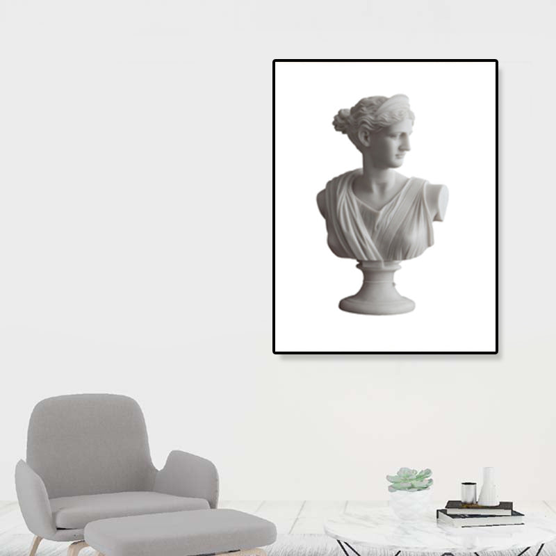 White Top Sculpture Painting Contemporary Textured Canvas Wall Art for Sitting Room