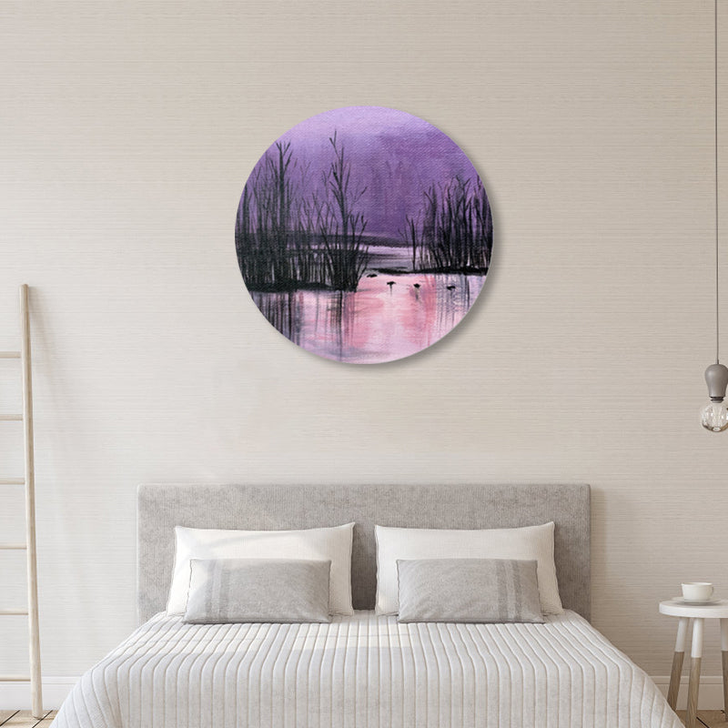 Nightfall Nature Scenery Painting Pastel Color Canvas Print Wall Art for House Decor