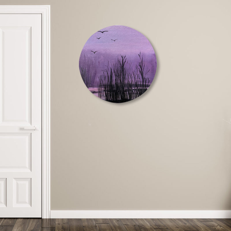 Nightfall Nature Scenery Painting Pastel Color Canvas Print Wall Art for House Decor