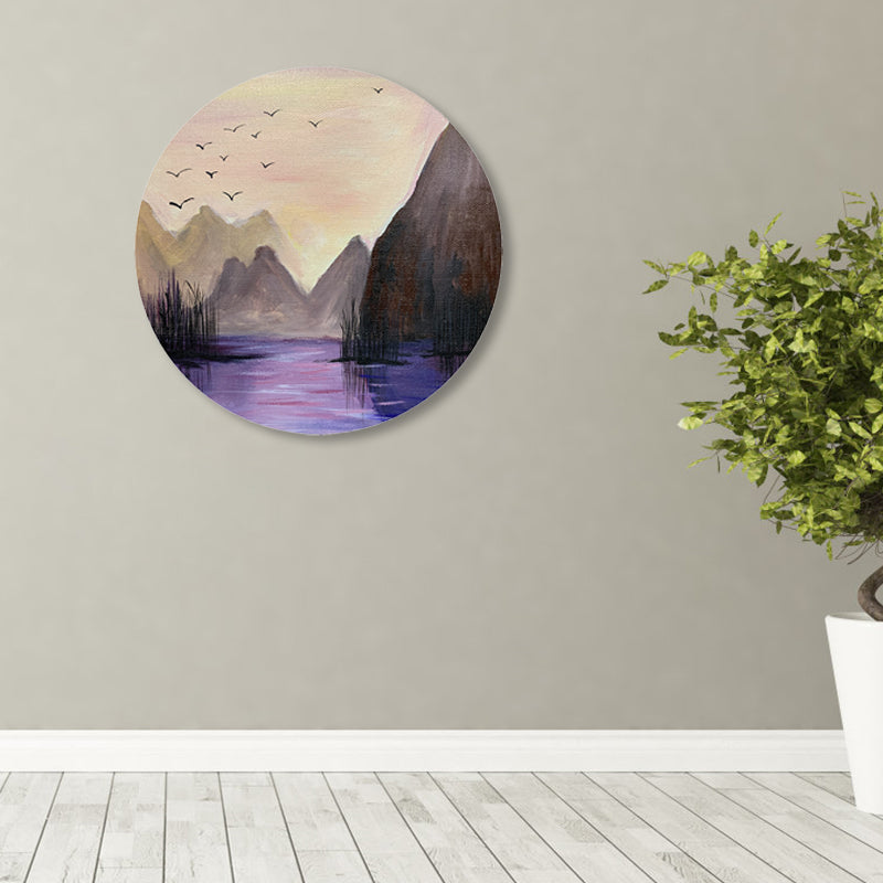 Nightfall Nature Scenery Painting Pastel Color Canvas Print Wall Art for House Decor