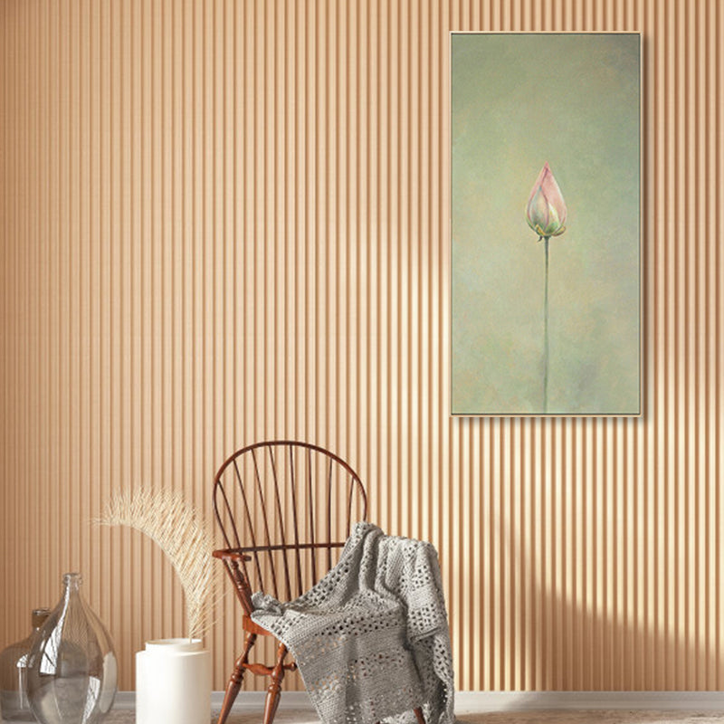 Rural Still Life Lotus Painting Soft Color Textured Canvas Wall Art for Guest Room