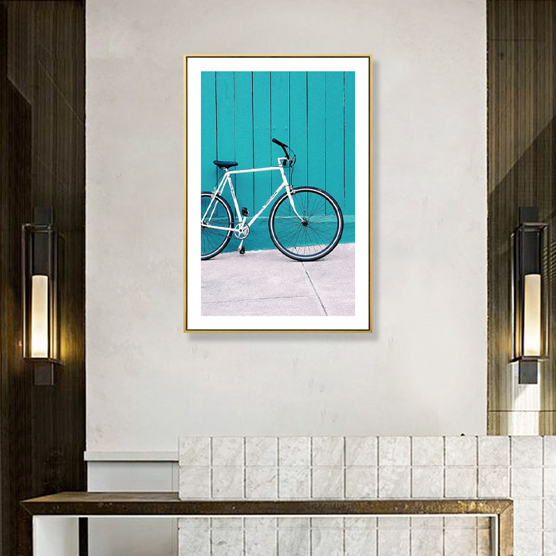 Textured Photo Bicycle Art Print Canvas Contemporary Wall Decor for Boys Bedroom