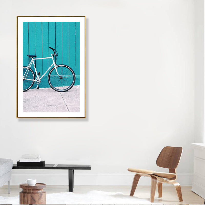 Textured Photo Bicycle Art Print Canvas Contemporary Wall Decor for Boys Bedroom