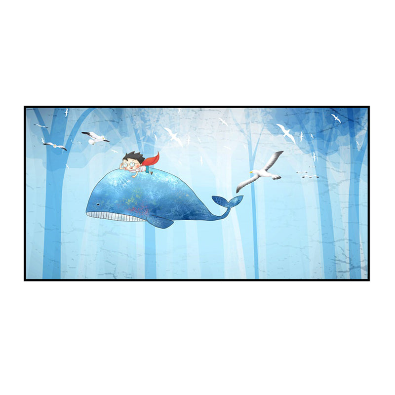 Kids Adventure with Animal Canvas Soft Color Baby Room Wall Art Print, Multiple Sizes