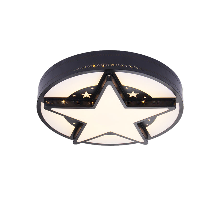 Child Bedroom Round Ceiling Light with Star Acrylic American Style Flush Mount Light