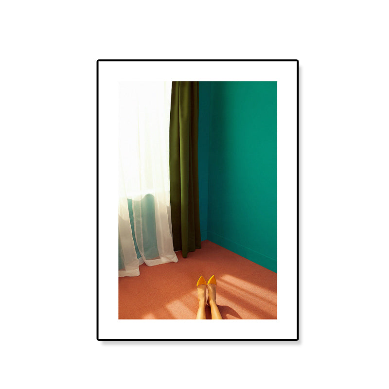 Contemporary Style Bedroom Scene Wall Art Decor Green Living Room Wrapped Canvas