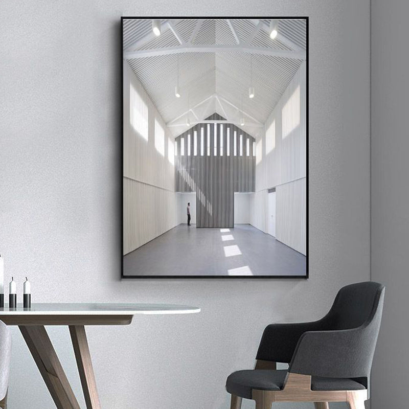 Photo Hallway Canvas Contemporary Style Building Painting in Light Color for Study Room