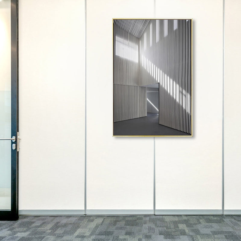 Photo Hallway Canvas Contemporary Style Building Painting in Light Color for Study Room