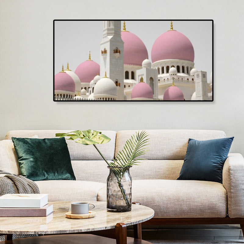 Domed Architecture Canvas Art Print Pink Modern Wall Decor for Bedroom, Multiple Sizes