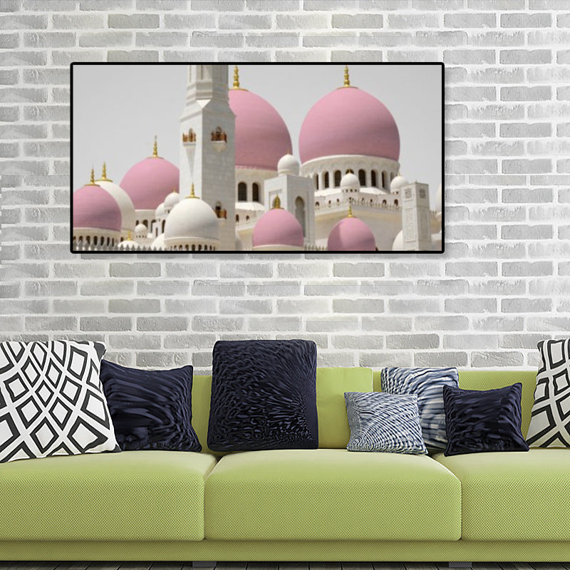 Domed Architecture Canvas Art Print Pink Modern Wall Decor for Bedroom, Multiple Sizes