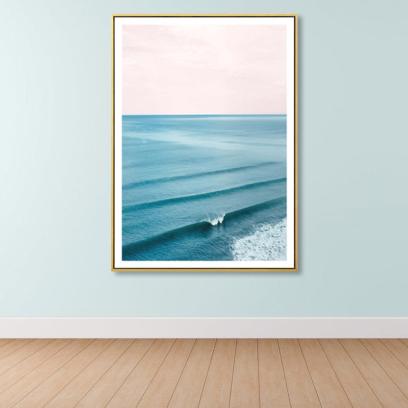 Tropical Canvas Print Blue Photographic Sea Surface with Waves Wall Art for Living Room