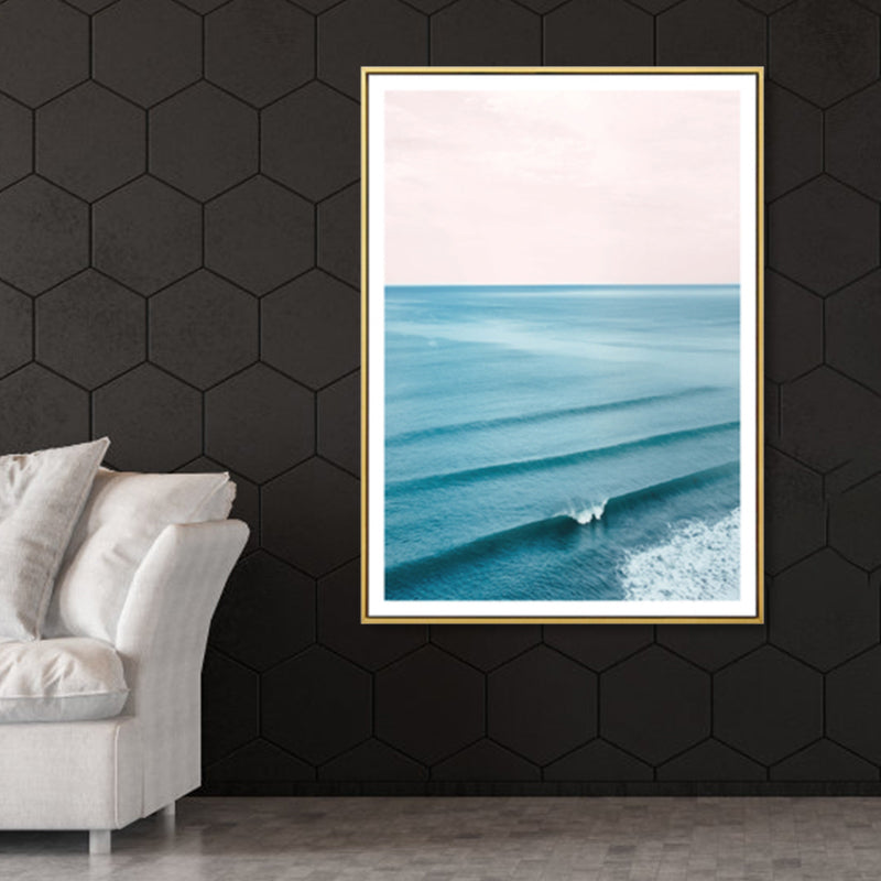 Tropical Canvas Print Blue Photographic Sea Surface with Waves Wall Art for Living Room