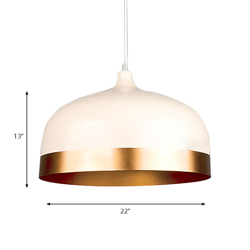 Lampe suspendue en or moderne avec une nuance de dôme 1 tête de plafond métal