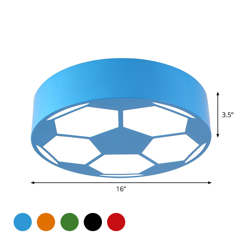 Fútbol rojo / amarillo / azul flushmount estilo infantil LED Metal incorporado lámpara de techo con pantalla de acrílico