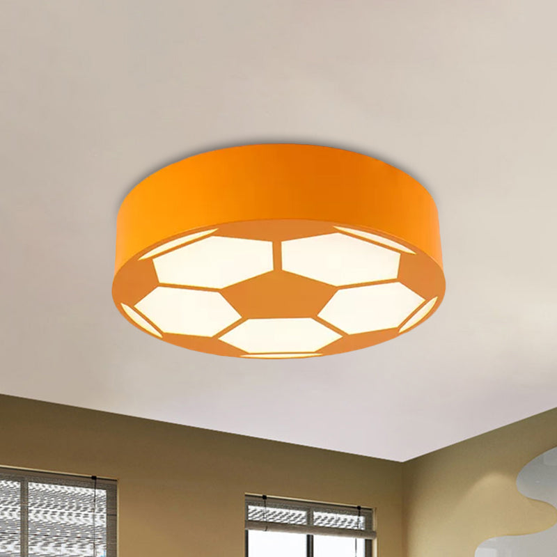 Rood/Geel/Blauw Voetbal Flushmount Children-Style LED Metal Flush Plafond Lamp met Acryl Schaduw