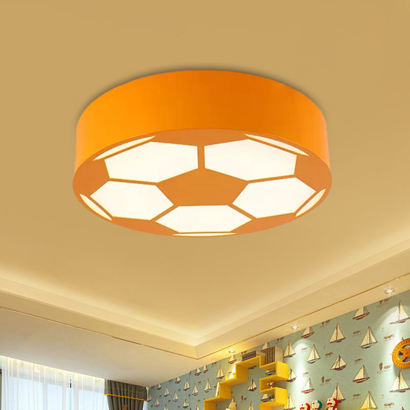 Rood/Geel/Blauw Voetbal Flushmount Children-Style LED Metal Flush Plafond Lamp met Acryl Schaduw